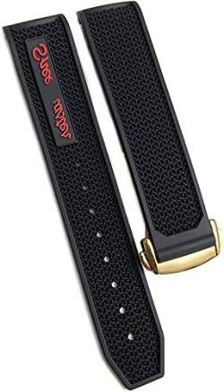 Gummi-Silikon-Armband für Omega Speedmaster Uhrenarmband, Edelstahl-Faltschließe, 20 mm, 21 mm, 22 mm, Schwarz Rot Gold, 22 mm von dayeer
