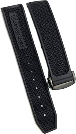 Gummi-Silikon-Armband für Omega Speedmaster Uhrenarmband, Edelstahl-Faltschließe, 20 mm, 21 mm, 22 mm, Schwarz Schwarz Schwarz, 22 mm von dayeer