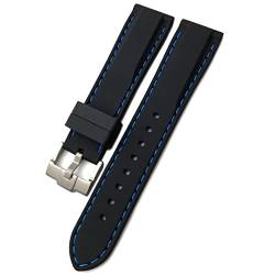 Gummi-Uhrenarmband für Omega Seamaster, weiches wasserdichtes Silikon-Uhrenarmband, 19 mm, 21 mm, 20 mm, 22 mm, 23 mm, 24 mm, blau, 22 mm von dayeer