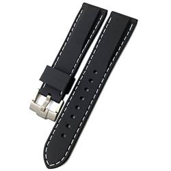 Gummi-Uhrenarmband für Omega Seamaster, weiches wasserdichtes Silikon-Uhrenarmband, 19 mm, 21 mm, 20 mm, 22 mm, 23 mm, 24 mm, schwarz / weiß, 22 mm von dayeer