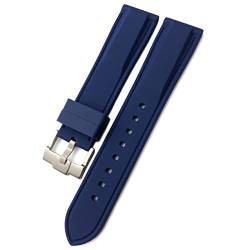 Uhrenarmband aus Gummi, Silikon, wasserdicht, passend für Omega für IWC für SKX 007 Uhrenarmband, 20 mm, 19 mm, 22 mm, Blaue Dornschließe, 19 mm von dayeer