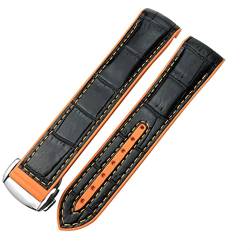 Uhrenarmband aus Leder, Gummi, Nylon, passend für Omega Seamaster GMT Planet Ocean Diver 300, orangefarbenes Silikon-Uhrenarmband, 20 mm, 22 mm, 19 mm, 21 mm, Orange, 19 mm von dayeer