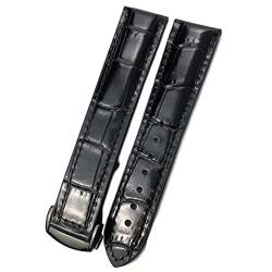 Uhrenarmband aus Rindsleder für Omega 007 Seamster 300 De Ville AT150 19/21 mm Commander Uhrenarmband Faltschließe 18 mm 20 mm 22 mm, schwarz1-schwarz, 20 mm von dayeer