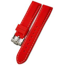 Wasserdichtes Gummi-Silikon-Uhrenarmband für Omega für IWC für SKX 007 Uhrenarmband 20 mm 19 mm 22 mm, Rot-weiße Anstecknadel, 20 mm von dayeer