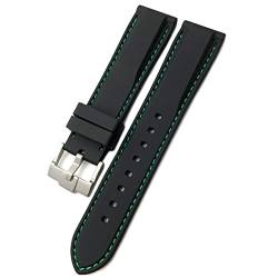 Wasserdichtes Gummi-Silikon-Uhrenarmband für Omega für IWC für SKX 007 Uhrenarmband 20 mm 19 mm 22 mm, Schwarz-grüne Anstecknadel, 22 mm von dayeer