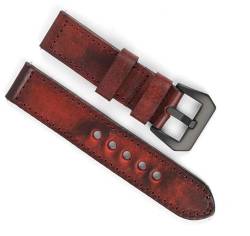 dayeer Handgenähtes Vintage-Lederarmband für Herren für Austausch des Panerai-Uhrenarmbands (Color : Red with wire, Size : 24mm) von dayeer