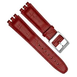 dayeer Kalbsleder-Uhrenarmband für Swatch YRS YCS-Uhrenarmband mit Stahlschließe, modisches Herrenarmband (Color : Red, Size : 17mm) von dayeer
