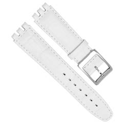 dayeer Kalbsleder-Uhrenarmband für Swatch YRS YCS-Uhrenarmband mit Stahlschließe, modisches Herrenarmband (Color : White, Size : 17mm) von dayeer