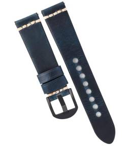 dayeer Öl-Wachs-Leder-Uhrenarmband für Panerai Herren, luxuriöse Uhrenarmbänder, Uhrenzubehör (Color : Blue, Size : 20mm) von dayeer