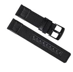 dayeer Schnellverschluss-Uhrenarmband aus Segeltuch, Nylon und Leder für Diesel-Herrenuhrenarmband-Handgelenkgürtel (Color : Black, Size : 20mm) von dayeer