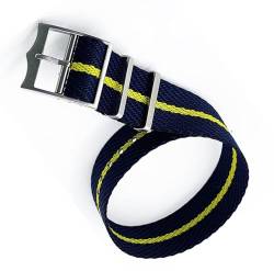 dayeer Single-Pass-Nylon-Nato-Stil, spezielles Stoff-Armbandarmband für Tudor-Uhrenarmband, Ersatzband (Color : Black navy yellow, Size : 20mm) von dayeer
