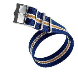 dayeer Single-Pass-Nylon-Nato-Stil, spezielles Stoff-Armbandarmband für Tudor-Uhrenarmband, Ersatzband (Color : Blue white orange, Size : 20mm) von dayeer