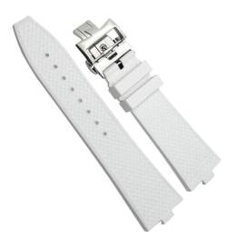 dayeer Uhrenarmbänder aus Fluorkautschuk für Vacheron Constantin Overseas, konvexes Schnellwechsel-Gerätearmband (Color : Whtie, Size : 24mm x 7mm) von dayeer