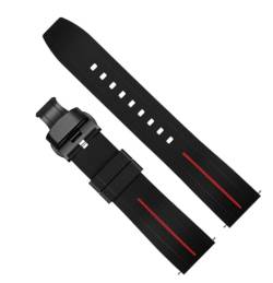 dayeer Wasserdichtes Silikon-Schnellverschluss-Armband für Tissot Herren-Damen-Uhrenarmband für Mido-Armband für Citize-Uhrenarmband mit Butterfly-Schnalle (Color : Black Red 04, Size : 20mm) von dayeer