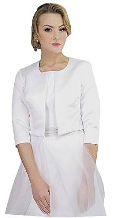 Bolero Braut Brautbolero Hochzeit Jacke Brautjacke Hochzeitsjacke 3/4 Ärmel, dD93 Ivory 42 von deine-Brautmode