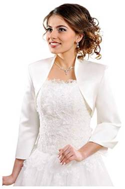 Bolero Jacke Brautjacke Bolerojacke Brautbolero Hochzeit 3/4 Ärmel Satin, dB55, 36 Ivory von deine-Brautmode