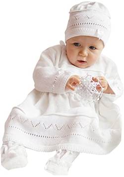 deine-Brautmode Babykleid Taufkleid Strickkleid Festkleid Mädchen Baby Taufe Kleid gestrickt, Emma 62 von deine-Brautmode