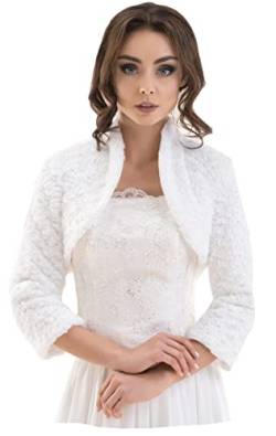 deine-Brautmode Brautjacke Jacke Bolero Hochzeit Braut Hochzeitsjacke Bolerojacke dB36 Weiß 40 von deine-Brautmode