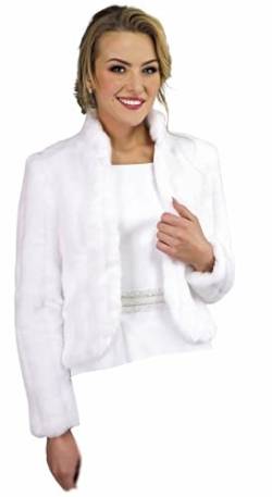 deine-Brautmode Brautjacke Jacke Bolero Hochzeit Braut Hochzeitsjacke Bolerojacke lang Pelz Fell, DO-05 Weiss 34 von deine-Brautmode