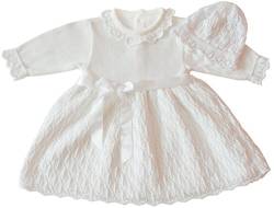 deine-Brautmode Taufkleid Strickkleid Festkleid Mädchen Babykleid Baby Taufe gestricktes Kleid, Emilia 56 von deine-Brautmode