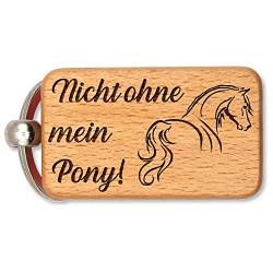 dekloaser24 - Nicht Ohne Mein Pony - Lustiger Schlüsselanhänger aus Buchenholz für Pferdeliebhaberinnen Reiten von dekolaser24