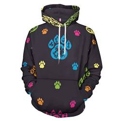 delayer Hoodie Für Erwachsene Hundetatze Druckt Tierische Textur Sweatshirts Hoody Mit Tasche Für Herren Damen von delayer