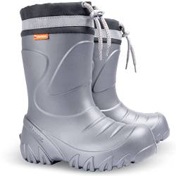 demar. Kleinkinder kleine Kinder Jungen Mädchen 1-9 Jahre EVA-Schaumstoff Gummistiefel Regenstiefel Warm Wolle gefüttert Kinder Gummistiefel, metallisch-grau, 33.5/35 EU von demar.