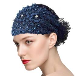demaxiyad Spitzen-Stirnbänder,Spitzen-Stirnbänder für Mädchen,Breite florale Perlen-Spitzen-Stirnbänder | Haarschmuck für Damen. Modische Kopfbedeckung mit Blumenmuster für Damen von demaxiyad