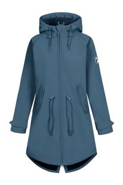 derbe Island Friese Orion Blue Damen Softshelljacke Blau Nachhaltig 42 | Softshelljacke | Übergangsjacke | Frauen| Kapuze | Zip | Hamburg von derbe