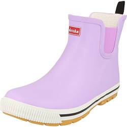 derbe Wattpuuschen Pelz Purple Rose Flieder Gummistiefel Halbstiefel Hell Lila 38 | Gummischuhe Wasserdicht Stiefel Gefüttert Warm von derbe