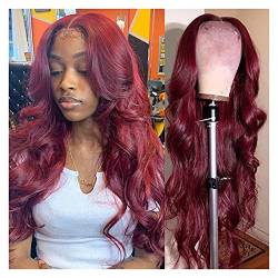 13×6 Body Wave Lace Front Wig Human Hair Wigs for Women Frontal Bob Pre Plucked Brazilian Lace Front Wig Light Brown Lace (Density : 99J lace Wig 180% Stretched Length : 28inches) (20inches 99J lace von dfghjdfgas