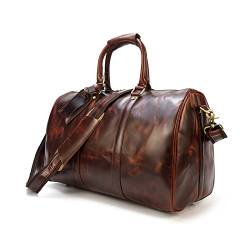 17.7" Leather Duffle Bag Travel Carry-on Luggage Overnight Gym Weekender Bag (Color : B) (A) von dfghjdfgas