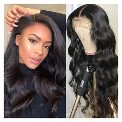 360 HD Lace Frontal Wig Body Wave Human Hair Pre Plucked 13x4 Lace Front Wigs for Women Light Brown Lace Human Hair Wig 30 Inch (Density : 150 Density 360 Wig Stretched Length : 30inches) (24inches von dfghjdfgas