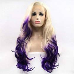 Fashion BDE Front Wigs 2 Tone Color g Wave Natural Heat Resistant Synthetic Hair Replacement Wig for Women Half Hand Tied von dfghjdfgas