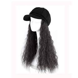 Hat with Hair Long Straight Fake Hair Hat Wig Synthetic Hair Extensions Hat with Hair Natural Hairpiece for Women (Color : Light Brown) (Brown) von dfghjdfgas
