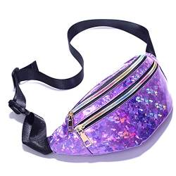 Ladies Fashion PU Waist Bag Traveling Running Casual Hands Free Waist Pack Crossbody Phone Bag (Color : Purple 2) (Purple 2) von dfghjdfgas