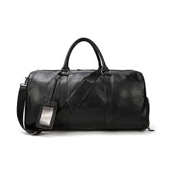 Large Leather Duffle Bag-Gym Sports/Shoulder Handmade Leather Weekender Travel Bags (Color : Black) (Black) von dfghjdfgas
