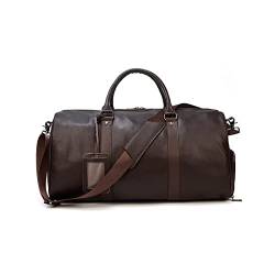 Large Leather Duffle Bag-Gym Sports/Shoulder Handmade Leather Weekender Travel Bags (Color : Black) (Brown) von dfghjdfgas