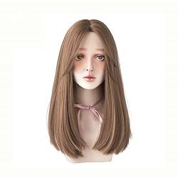 Long Straight Hair Synthetic Wig Daily Wear Non-Reflective Black Light Brown Wig for Women Heat-Resistant Wig (Color : C) (A) von dfghjdfgas