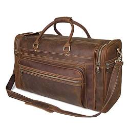 Men's Travel Bag Durable High Capacity Weekend Bag Man Leather Luggage Baghandbag (Color : Brown Size : 60x35cm) von dfghjdfgas