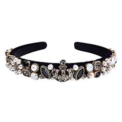 Pearl Diamond Retro Light Hairpin Stirnband Barock Strass Krone Broad Edge Pressing Hairband von dfghjdfgas