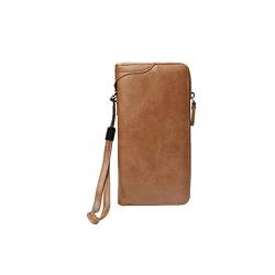 Pu Leather Cellphone Clutch Wallet Long Wallet Zipper Design Business Men's Bag (Color : Black) (Brown) von dfghjdfgas