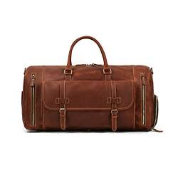Vintage Leather Travel Duffel Bags for Men and Women Leather Overnight Bags Weekend Leather Bags Sports Gym Duffle Gift for Father's Day (Color : B) (E) von dfghjdfgas