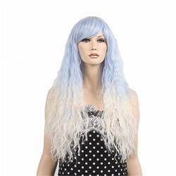 Wig Long Curly Hair Light Blue Gradient Cosplay Wig Female Wig Set High Temperature Wire von dfghjdfgas