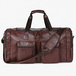 briefcase Vintage Leather Weekend Bag For Men Travel Bags Big Tote Hand Luggage Duffel Handbag Shoulder Bag Laptop Bag (Color : A) von dfghjdfgas