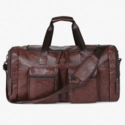 briefcase Vintage Leather Weekend Bag For Men Travel Bags Big Tote Hand Luggage Duffel Handbag Shoulder Bag Laptop Bag (Color : A) von dfghjdfgas