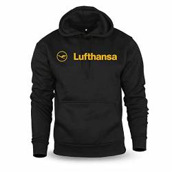 diari Lufthansa Airline Black Graphic Hoodie Hooded Sweatshirt Mens Black M von diari