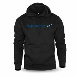 diari Spacex Logo Hoodie Hooded Sweatshirt Black for Men Round Neck Black L von diari