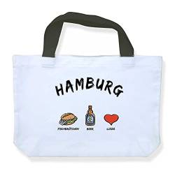 die stadtmeister Einkaufstasche Hamburg: Fischbrötchen-Beer-Liebe - als Geschenk für Hamburger & Fans der Hansestadt oder als Hamburg Souvenir von die stadtmeister