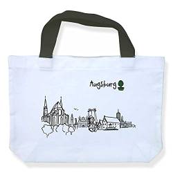die stadtmeister Einkaufstasche Skyline Augsburg - als Geschenk für Augsburger & Fans Augsburgs oder als Souvenir von die stadtmeister
